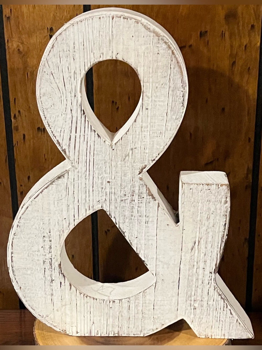Hobby Lobby White Distressed “&” Wall Accent 10.75”x14”